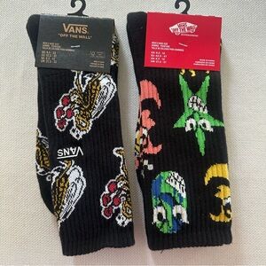 2 pairs Vans Socks Mens Size  9.5 - 13 Star And Fly Boxing designs